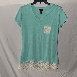 Rue21 Aqua Lace Hem Tee
